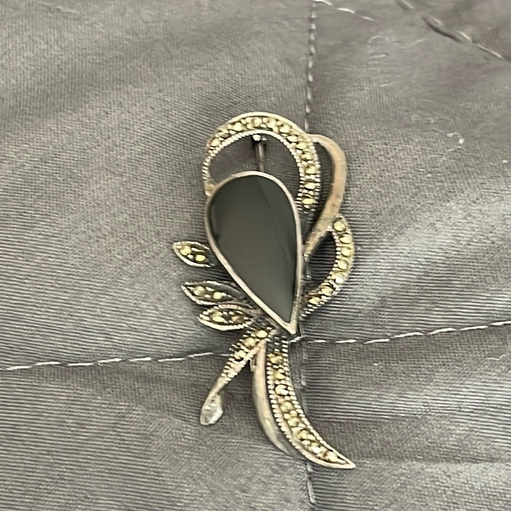 Art Nouveau Revival Onyx pin